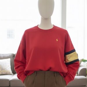 Polo Ralph Lauren red and gold long sleeve sweatshirt women’s size XXL oversized